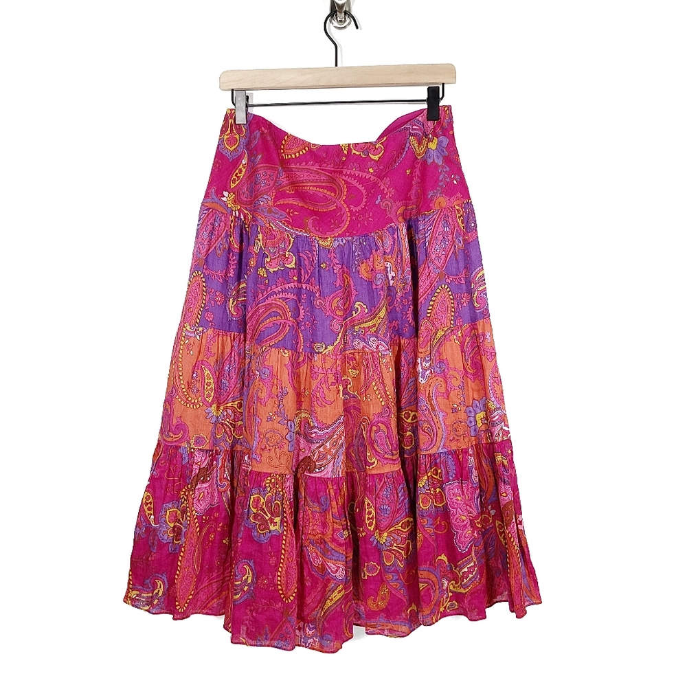 Lauren Ralph Lauren Linen Paisley mid length Skirt